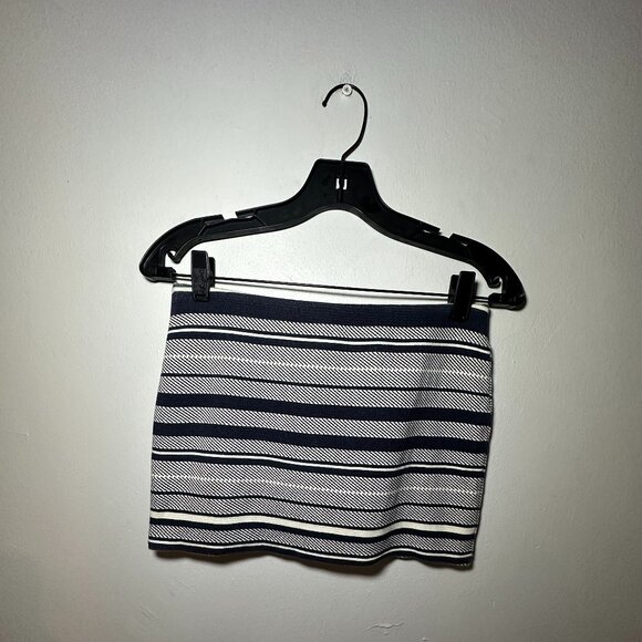 Zara Trafaluc Navy & White Striped Knit Mini Skirt – Size S - Picture 2 of 9